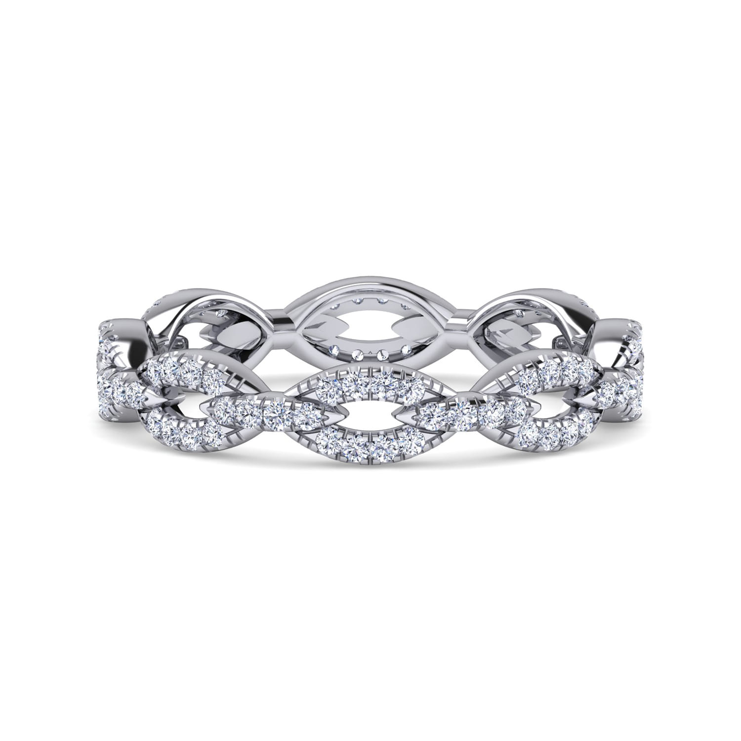 Eternity Band Wedding Ring in 14k White Gold with Round Natural Diamond at Gabriel & Co. - Shot 1