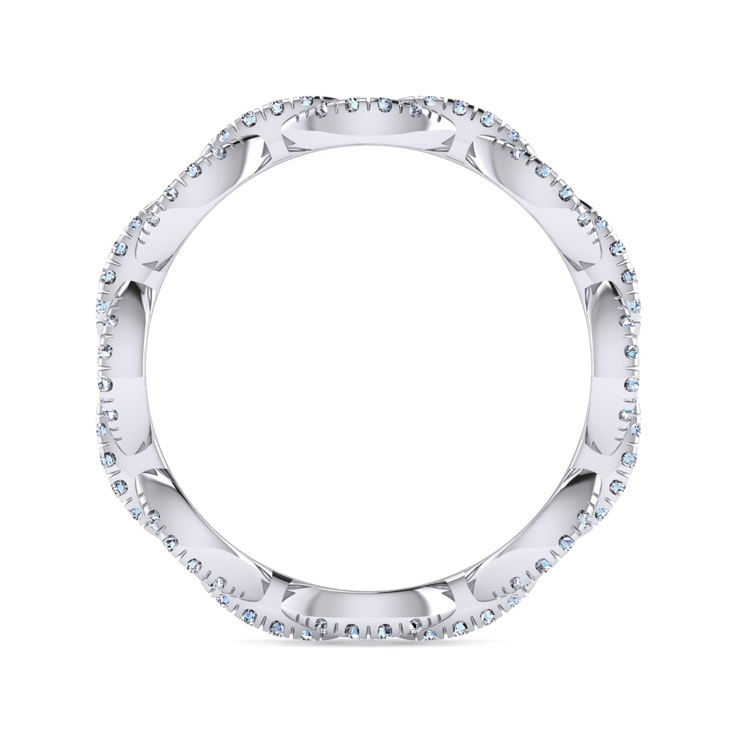 Eternity Band Wedding Ring in 14k White Gold with Round Natural Diamond at Gabriel & Co. - Shot 2