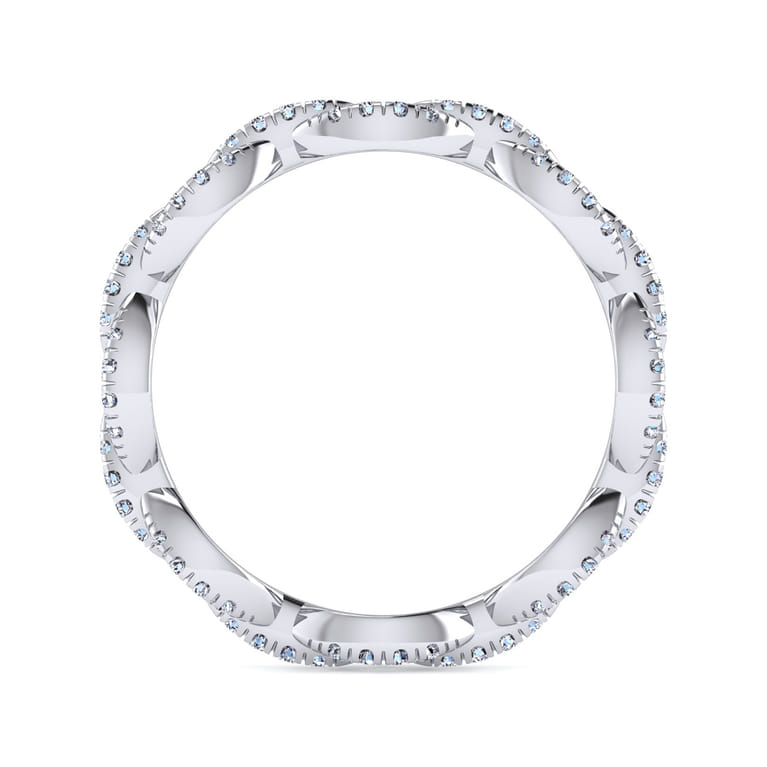 Eternity Band Wedding Ring in 14k White Gold with Round Natural Diamond at Gabriel & Co. - Shot 2