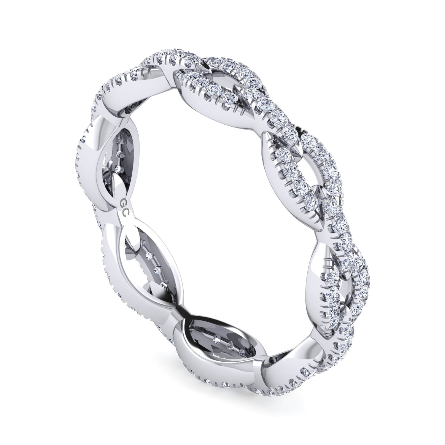 Eternity Band Wedding Ring in 14k White Gold with Round Natural Diamond at Gabriel & Co. - Shot 3