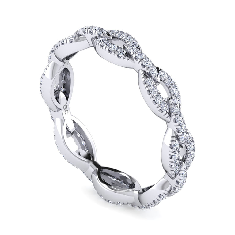 Eternity Band Wedding Ring in 14k White Gold with Round Natural Diamond at Gabriel & Co. - Shot 3