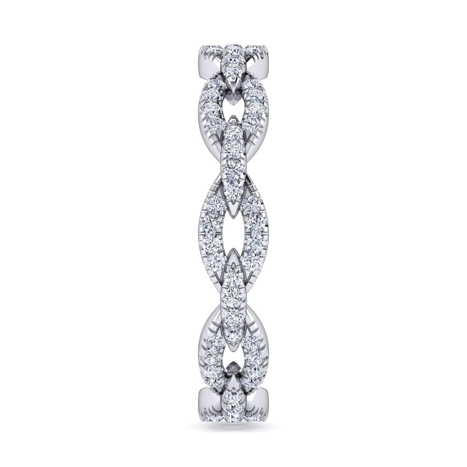 Eternity Band Wedding Ring in 14k White Gold with Round Natural Diamond at Gabriel & Co. - Shot 4
