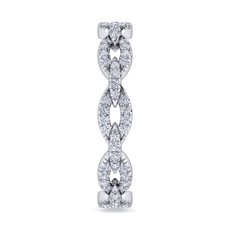 Eternity Band Wedding Ring in 14k White Gold with Round Natural Diamond at Gabriel & Co. - Shot 4