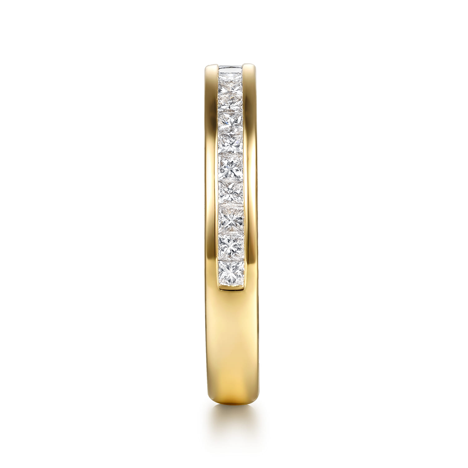 Straight Wedding Ring in 14k Yellow Gold with Princess Cut Natural Diamond at Gabriel & Co. - Shot 4