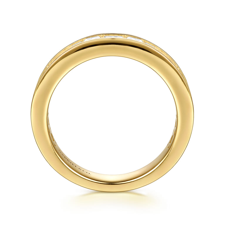 Straight Wedding Ring in 14k Yellow Gold with Princess Cut Natural Diamond at Gabriel & Co. - Shot 2