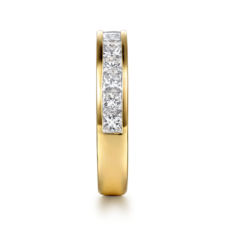 Straight Wedding Ring in 14k Yellow Gold with Princess Cut Natural Diamond at Gabriel & Co. - Shot 4