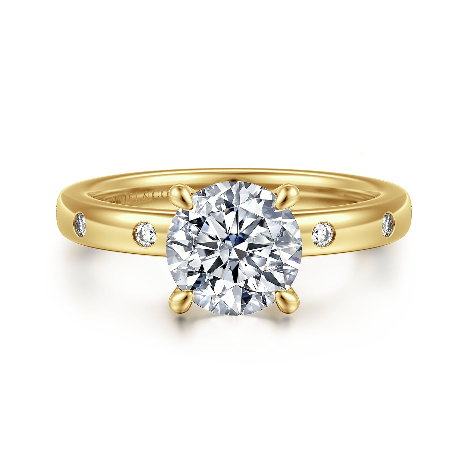 Cally - 14K White-Yellow Gold Round Diamond Engagement Ring