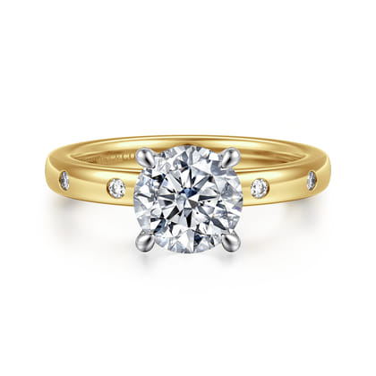 Cally - 14K White-Yellow Gold Round Diamond Engagement Ring