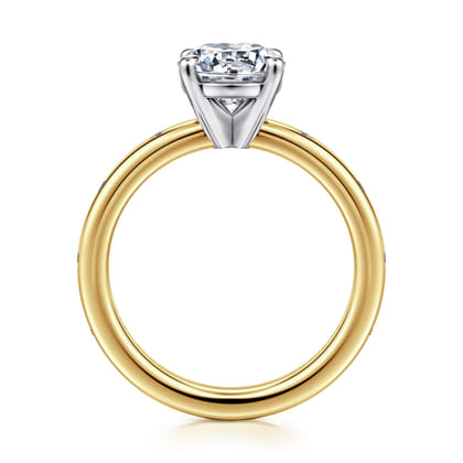 Cally - 14K White-Yellow Gold Round Diamond Engagement Ring