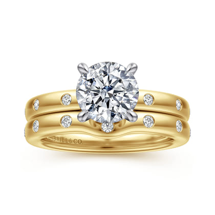 Cally - 14K White-Yellow Gold Round Diamond Engagement Ring