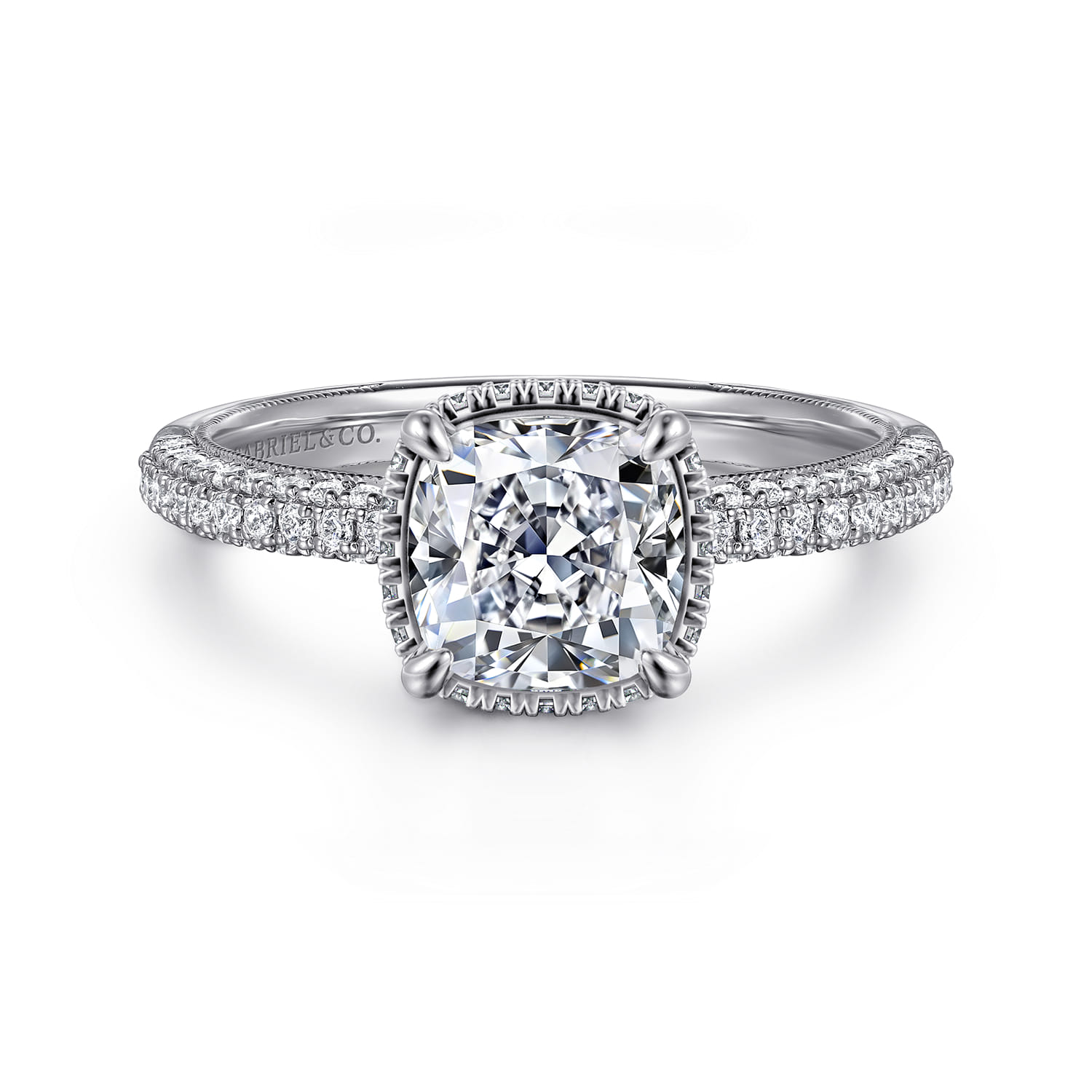 Caly - 14K White Gold Cushion Halo Diamond Engagement Ring