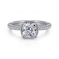Caly - 14K White Gold Cushion Halo Diamond Engagement Ring