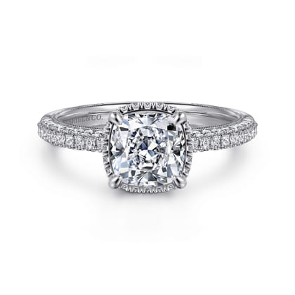 Caly - 14K White Gold Cushion Halo Diamond Engagement Ring