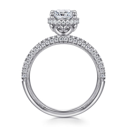 Caly - 14K White Gold Cushion Halo Diamond Engagement Ring