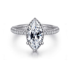 Caly - 14K White Gold Marquise Shape Halo Diamond Engagement Ring
