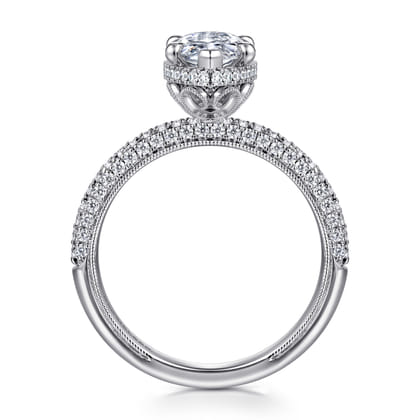 Caly - 14K White Gold Marquise Shape Halo Diamond Engagement Ring