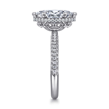 Caly - 14K White Gold Marquise Shape Halo Diamond Engagement Ring
