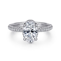 14K White Gold Oval Halo Diamond Engagement Ring