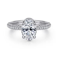 Caly - 14K White Gold Oval Halo Diamond Engagement Ring