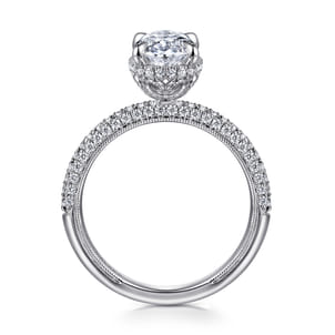 Caly - 14K White Gold Oval Halo Diamond Engagement Ring