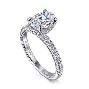 Caly - 14K White Gold Oval Halo Diamond Engagement Ring