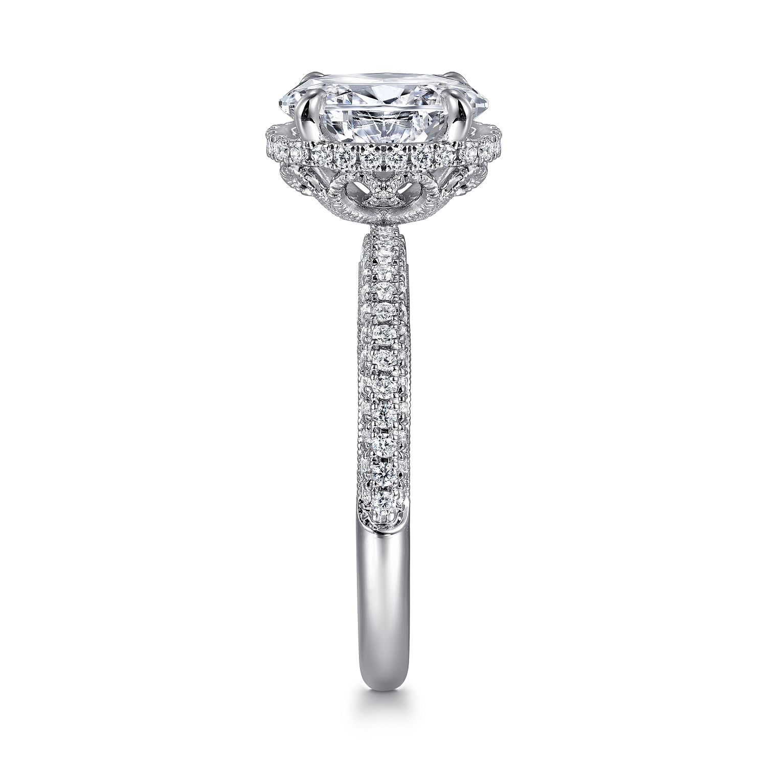 Caly - 14K White Gold Oval Halo Diamond Engagement Ring