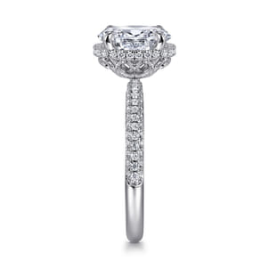 Caly - 14K White Gold Oval Halo Diamond Engagement Ring