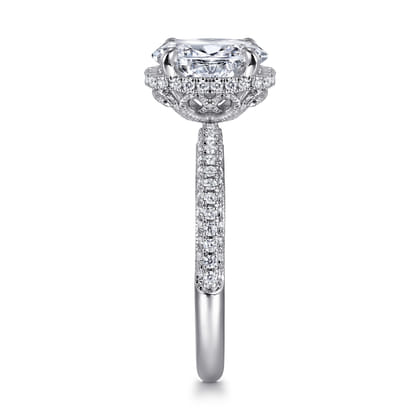 Caly - 14K White Gold Oval Halo Diamond Engagement Ring