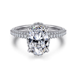 Caly - 14K White Gold Oval Halo Diamond Engagement Ring
