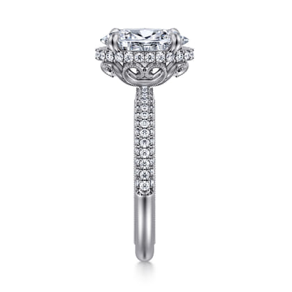 Caly - 14K White Gold Oval Halo Diamond Engagement Ring