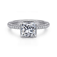 Caly - 14K White Gold Princess Halo Diamond Engagement Ring