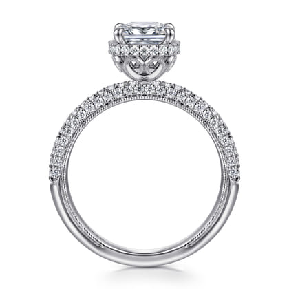 Caly - 14K White Gold Princess Halo Diamond Engagement Ring