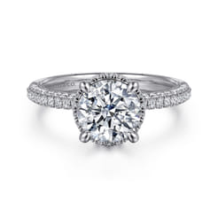 Caly - 14K White Gold Round Halo Diamond Engagement Ring