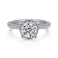 Caly - 14K White Gold Round Halo Diamond Engagement Ring