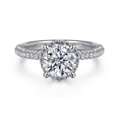Caly - 14K White Gold Round Halo Diamond Engagement Ring