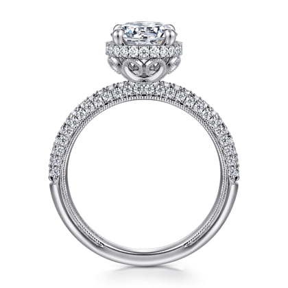 Caly - 14K White Gold Round Halo Diamond Engagement Ring