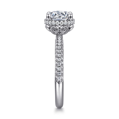 Caly - 14K White Gold Round Halo Diamond Engagement Ring