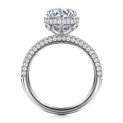Caly - 14K White Gold Round Halo Diamond Engagement Ring