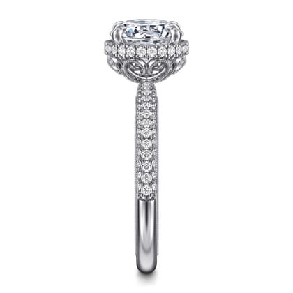 Caly - 14K White Gold Round Halo Diamond Engagement Ring