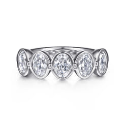 Calypso - 14K White Gold Bezel Oval 5 Stone Diamond Anniversary Band