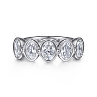 Calypso - 14K White Gold Bezel Oval 5 Stone Diamond Anniversary Band