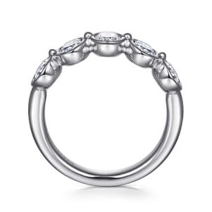 Calypso - 14K White Gold Bezel Oval 5 Stone Diamond Anniversary Band