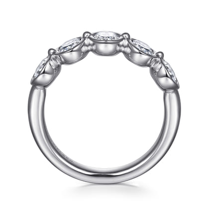 Calypso - 14K White Gold Bezel Oval 5 Stone Diamond Anniversary Band