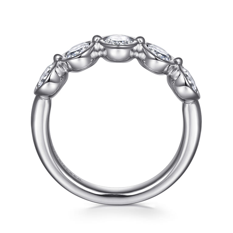 Fancy Wedding Ring in 14k White Gold with Oval Natural Diamond at Gabriel & Co. - Shot 2