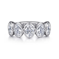 Calypso - 14K White Gold Bezel Oval 5 Stone Diamond Anniversary Band