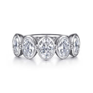 Calypso - 14K White Gold Bezel Oval 5 Stone Diamond Anniversary Band