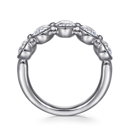Calypso - 14K White Gold Bezel Oval 5 Stone Diamond Anniversary Band