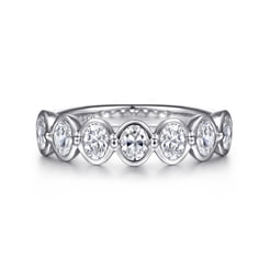 Calypso - 14K White Gold Bezel Oval 7 Stone Diamond Anniversary Band
