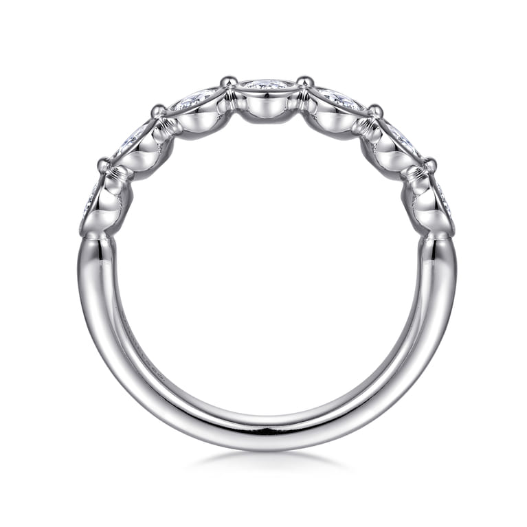 Fancy Wedding Ring in 14k White Gold with Oval Natural Diamond at Gabriel & Co. - Shot 2