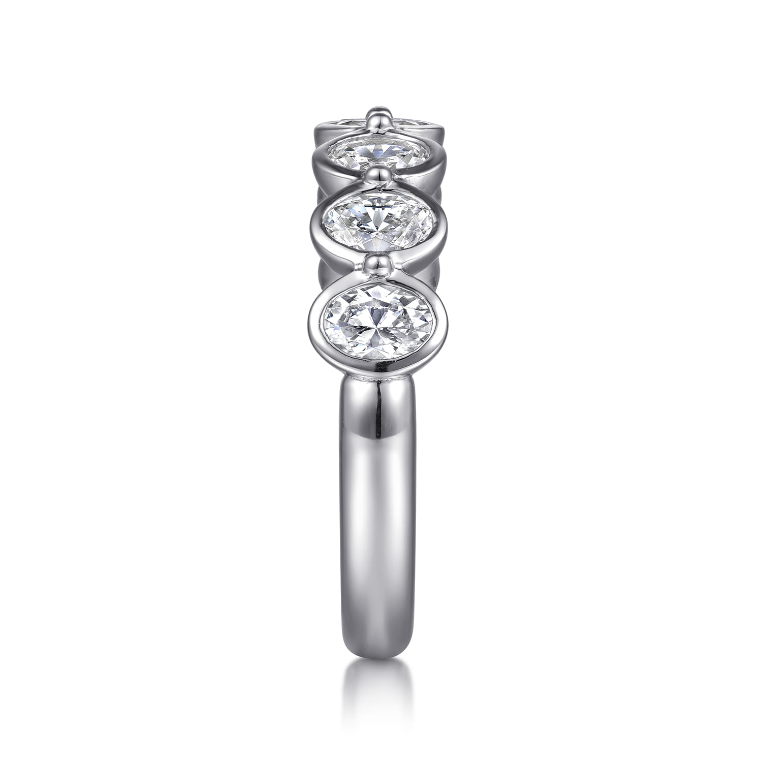 Calypso - 14K White Gold Bezel Oval 7 Stone Diamond Anniversary Band